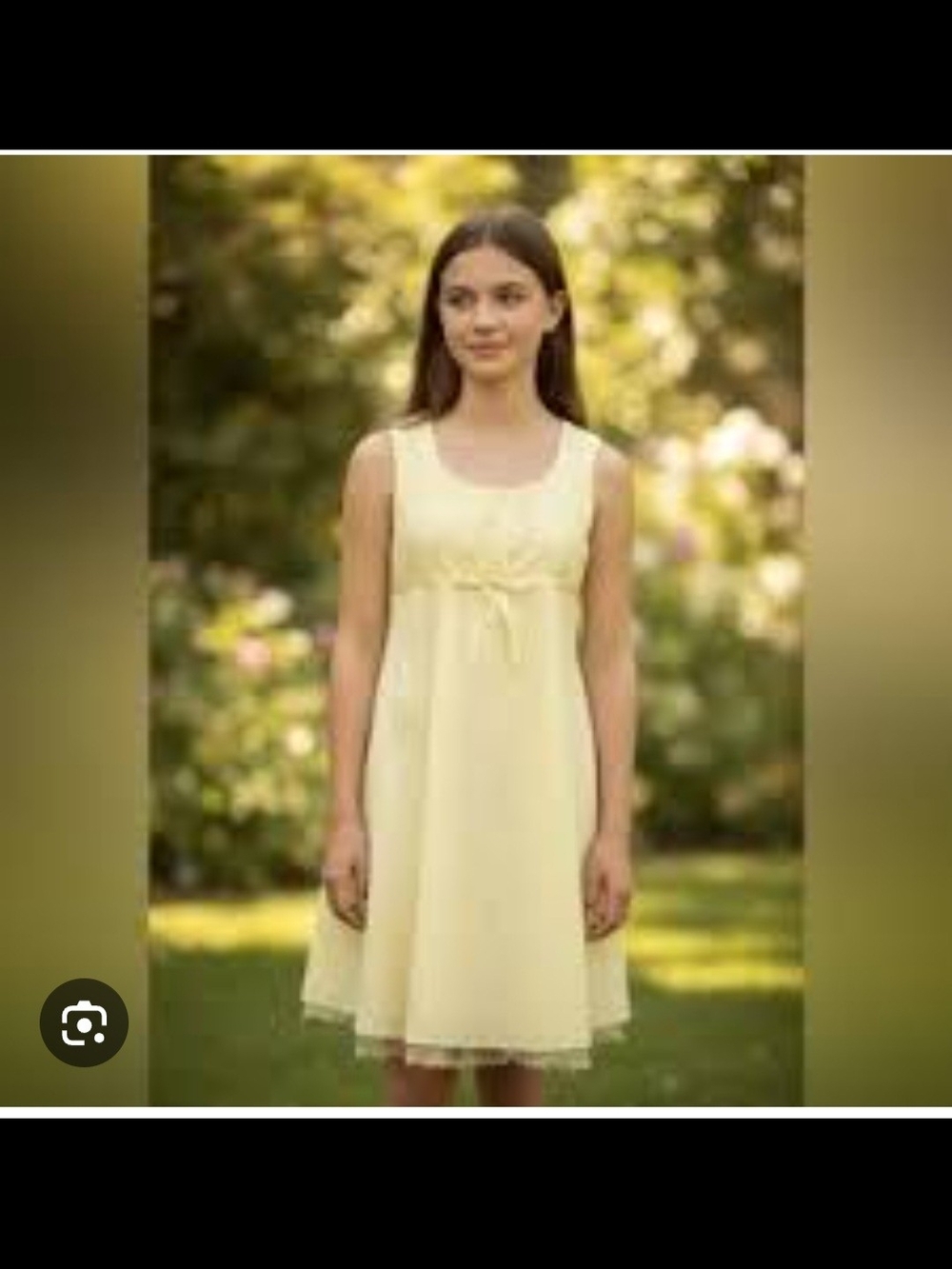 Ashley Ann Pale Yellow Sleeveless Bow-Front Dress With Tulle Trim. Size 10